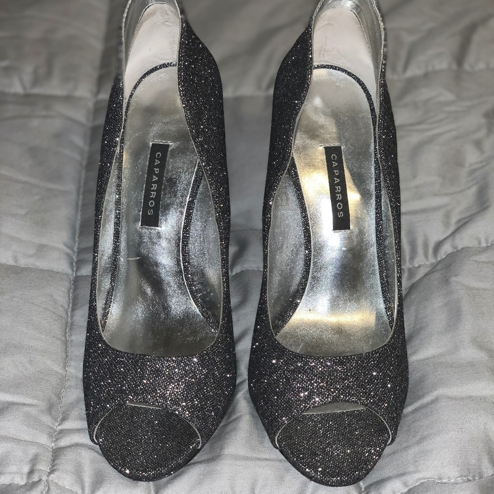 Dark Sliver Sparkly Heels